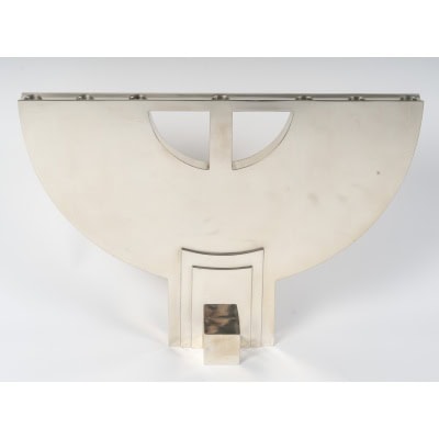 CLETO MUNARI – Chandelier moderniste à Sept bougies argent massif Circa 1980